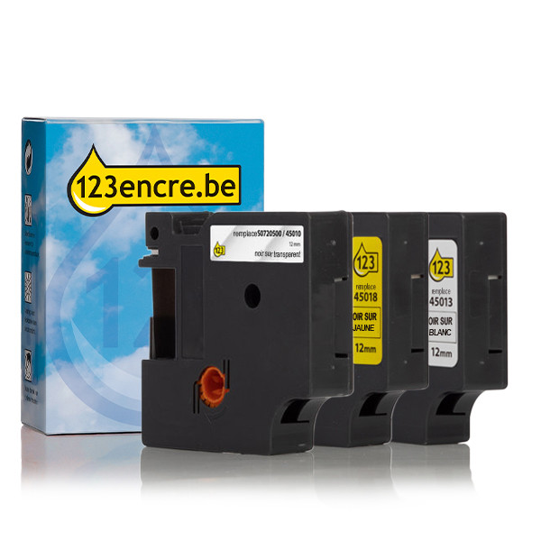 Offre : Marque 123encre remplace Dymo D1 12 mm multipack de ruban d'étiquettes 089225 - 1