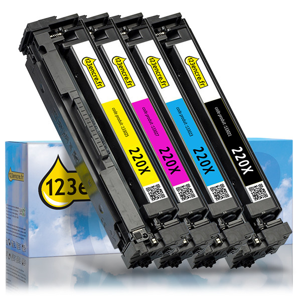 Offre : marque 123encre remplace HP 220X : HP W2200X, W2201X, W2202X, W2203X noir + 3 couleurs 093714 - 1
