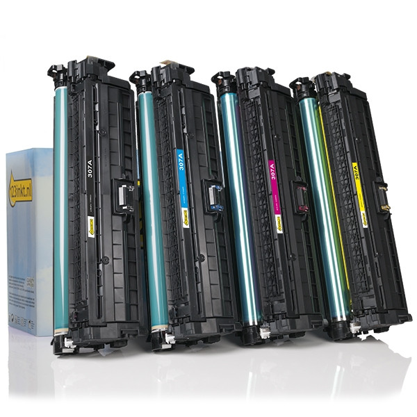 Offre : marque 123encre remplace HP 307A : HP CE740A, CE741A, CE742A, CE743A noir + 3 couleurs 130040 - 1
