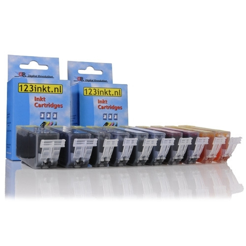 Offre Canon : 2 x PGI-520PGBK + 2 x CLI-521BK/C/M/Y sans puce (2 noires + 3 couleurs) (marque 123encre) 127114 - 1