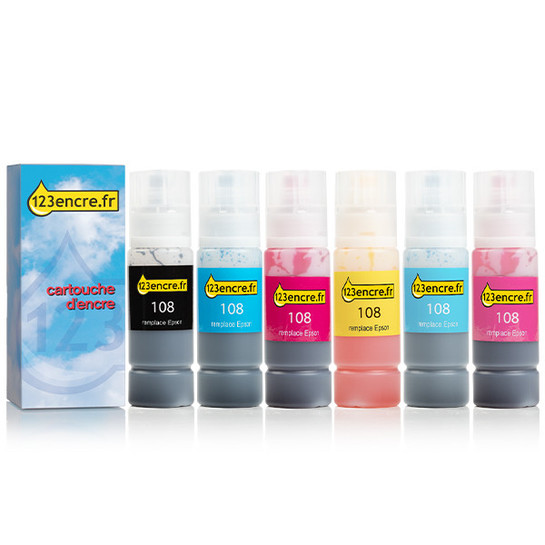 Offre Epson : série 108 noir + 5 couleurs (marque 123encre) 160683 - 1