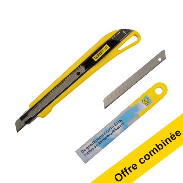 Offre combinée : 123encre cutter à lame sécable 9 mm avec 10 recharges 302910 - 1