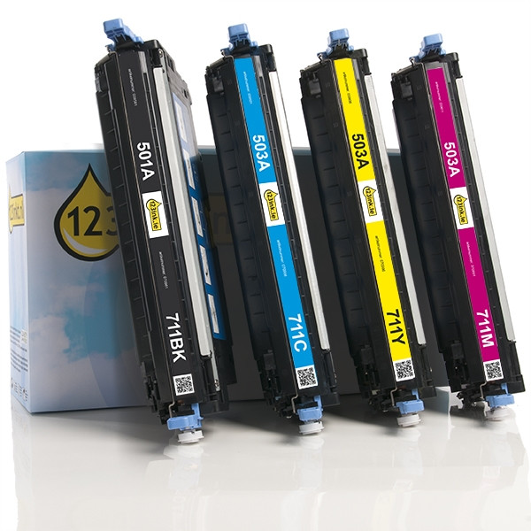 Offre spéciale: marque 123encre remplace HP 501A / 503A : HP Q6470A, Q7581A, 82A, 83A noir + 3 couleurs 130022 - 1