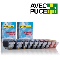Offre spéciale Canon: 2 x PGI-520PGBK + 2 x CLI-521BK/C/M/Y avec puce (2 noires + 3 couleurs) (marque 123encre) 120841