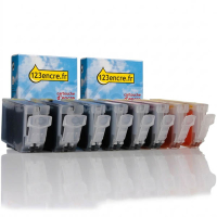 Offre spéciale Canon: 2 x série BCI-3 (BCI-3eBK noire + 3 couleurs) (marque 123encre)