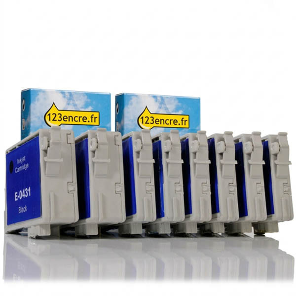Offre spéciale Epson: 2 x série T044 (noir T0431 + 3 couleurs) haute capacité (marque 123encre) 110540 - 1