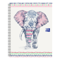 Oxford Boho Chic cahier à spirale éléphant A4+ quadrillé 90 g/m² 60 feuilles (4 trous) 260175