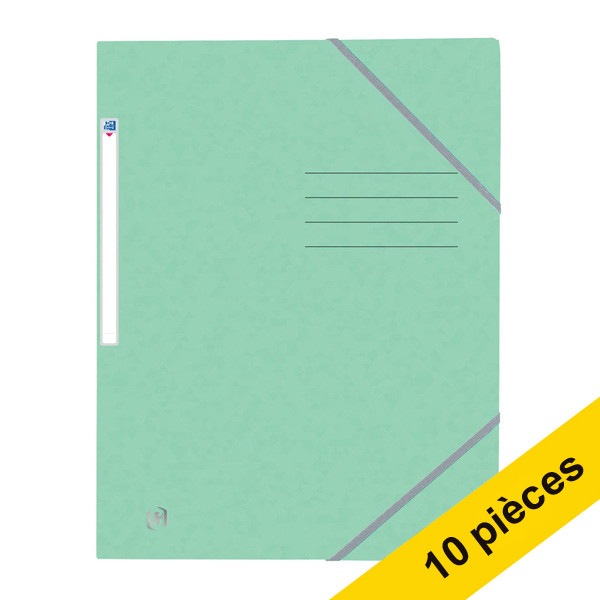 Offre: 10x Oxford Top File+ farde à élastique en carton A4 - vert pastel 260169 - 1