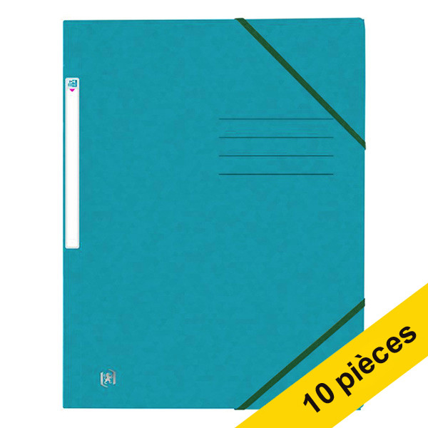 Offre : 10x Oxford Top File+ farde à élastique en carton A4 - aqua 260163 - 1