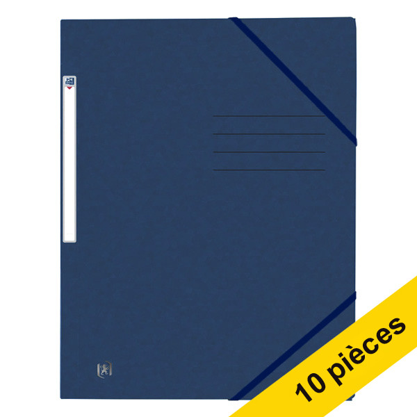 Offre : 10x Oxford Top File+ farde à élastique en carton A4 - bleu foncé 260162 - 1