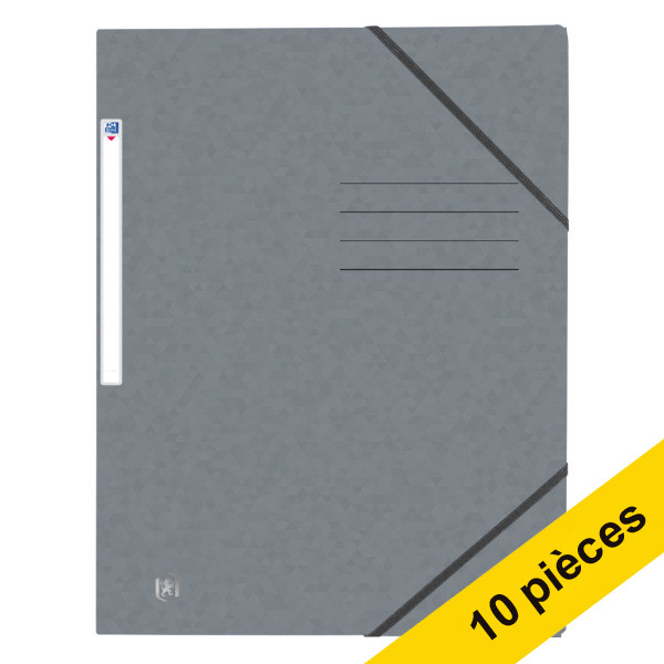 Offre : 10x Oxford Top File+ farde à élastique en carton A4 - gris 260164 - 1