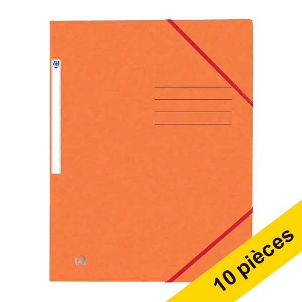 Offre : 10x Oxford Top File+ farde à élastique en carton A4 - orange 260159 - 1