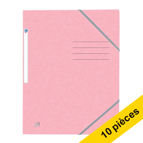 Offre : 10x Oxford Top File+ farde à élastique en carton A4 - rose pastel 260167 - 1