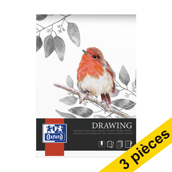 Offre : 3x Oxford Drawing bloc à dessin A3 160 g/m² (40 feuilles) 237657 - 1
