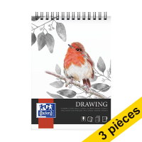 Offre : 3x Oxford Drawing bloc à dessin spirale A3 160 g/m² (30 feuilles)