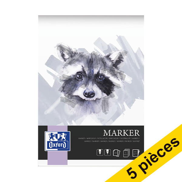 Offre : 5x Oxford Marker bloc à dessin  A4 180 g/m² (15 feuilles) 237654 - 1