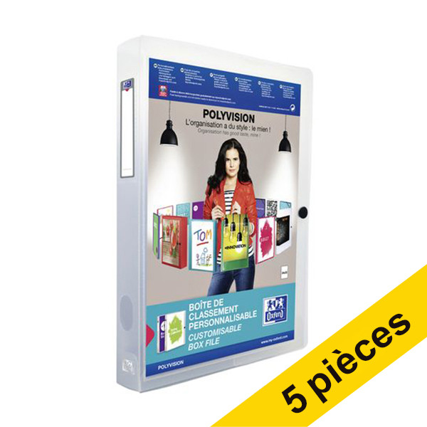 Offre : 5x Oxford Polyvision porte-documents 40 mm (personnalisable) - transparent 237690 - 1