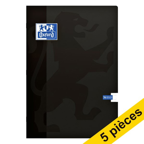 Offre : 5x Oxford School cahier quadrillé A4 36 feuilles (10 mm) - noir 201510 - 1