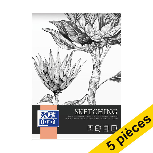 Offre : 5x Oxford Sketching bloc de croquis A4 120 g/m² (50 feuilles) 237658 - 1