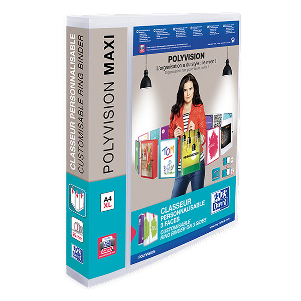 Oxford Polyvision classeur à anneaux A4 Maxi avec 4 anneaux en D (30 mm) 237571 - 1