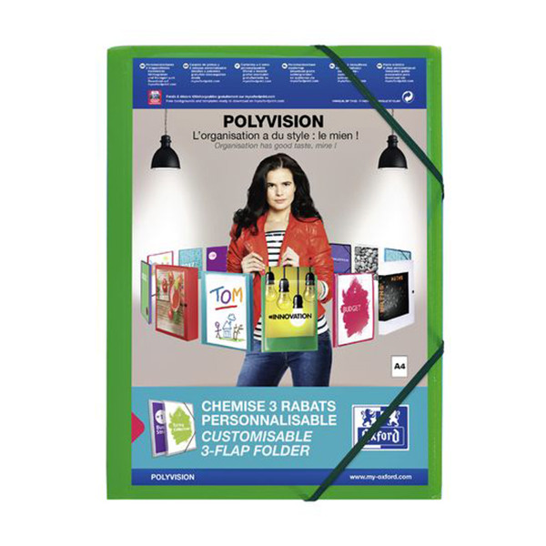 Oxford Polyvision farde à élastique (personnalisable) A4 - vert 237684 - 1