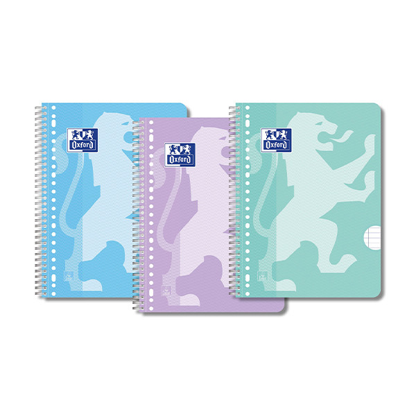 Oxford School cahier à spirale A4+ ligné 90 g/m² 80 feuilles 23 trous (3 pièces) - pastel 260296 - 1