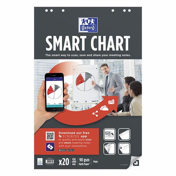 Oxford Smart Chart bloc-papier de recharge pour chevalet de conférence 65 x 98 cm (3x 20 feuilles) 260069 - 2