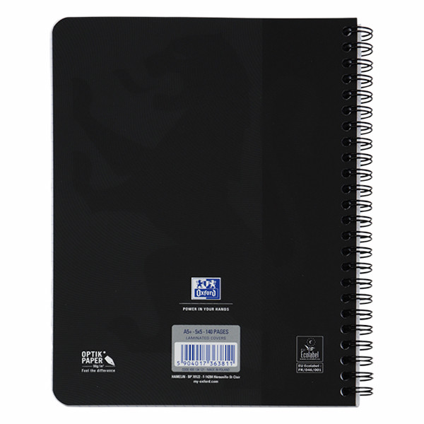 Oxford Touch cahier à spirale A5 quadrillé 90 g/m² 70 feuilles - noir 260156 - 3