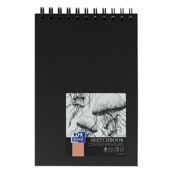 Oxford bloc de croquis à spirale couverture rigide A5 100 g/m² (50 feuilles) - noir 237633 - 1