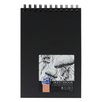 Oxford bloc de croquis à spirale couverture rigide A5 100 g/m² (50 feuilles) - noir 237633