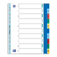 Oxford intercalaires colorées A4 XL en plastique avec 10 onglets (11 trous) 237530