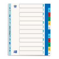 Oxford intercalaires colorées A4 XL en plastique avec 12 onglets (11 trous) 237531