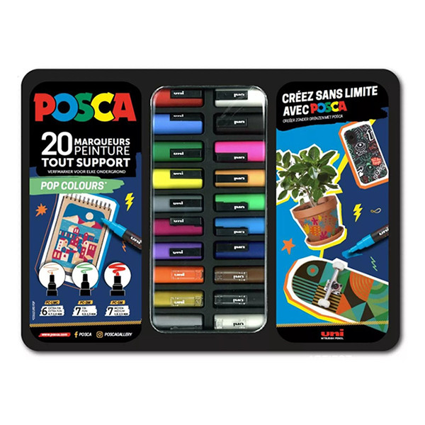 POSCA PC-1MC/PC-3M/PC-5M Pop Colors set de marqueurs de peinture (20 pièces) 424482 - 1