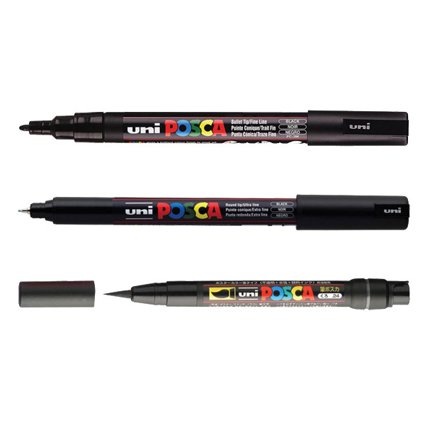 POSCA PC-1MR/PC-3M/PCF-350 set de marqueurs acryliques (3 pièces) - noir 424250 - 1