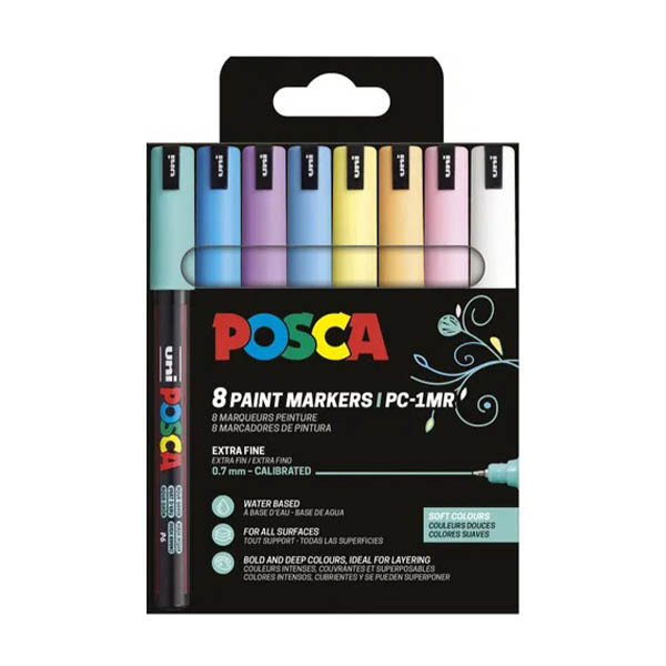 POSCA PC-1MR set de marqueurs peinture (0,7 mm ogive) 8 pièces - pastel 425401 - 1