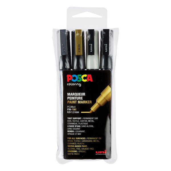 POSCA PC-3M set de marqueurs peinture (0,9 - 1,3 mm ogive) 4 pcs 424107 - 1
