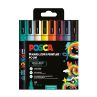 POSCA PC-3M set de marqueurs peinture (0,9 - 1,3 mm ogive) 8 pièces - rétro 425404
