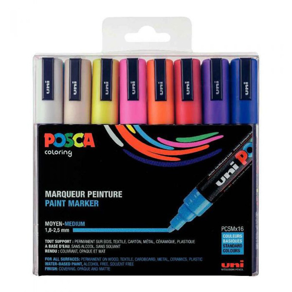 POSCA PC-5M set de marqueurs peinture (1,8 - 2,5 mm ogive) 16 pièces 424173 - 1