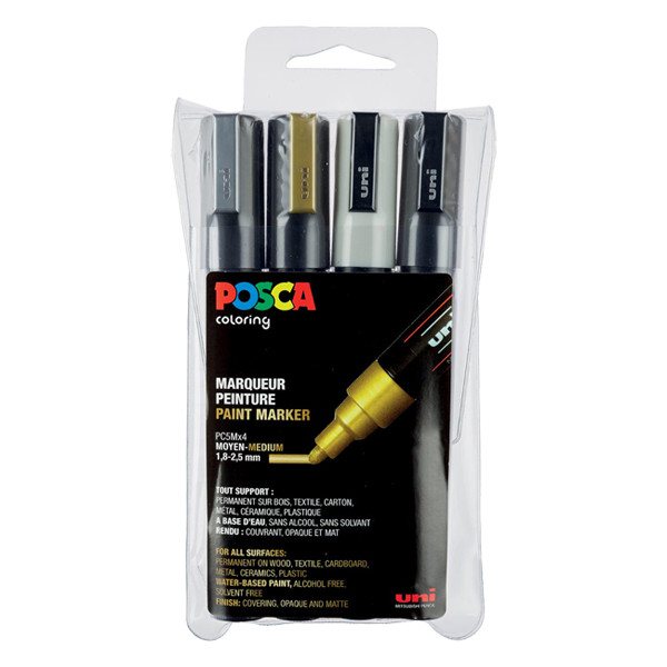 POSCA PC-5M set de marqueurs peinture (1,8 - 2,5 mm ogive) 4 pcs - métallique 424166 - 1