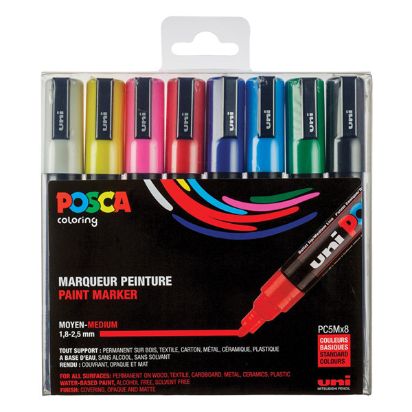 POSCA PC-5M set de marqueurs peinture (1,8 - 2,5 mm ogive) 8 pcs 424168 - 1