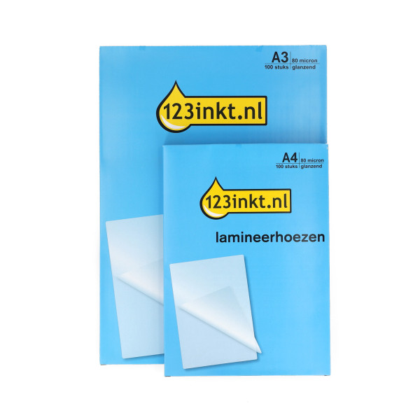 Pack avantageux : 123encre pochettes de plastification pour documents A3 et A4 brillantes 2x80 microns (200 pièces) 303185 - 1