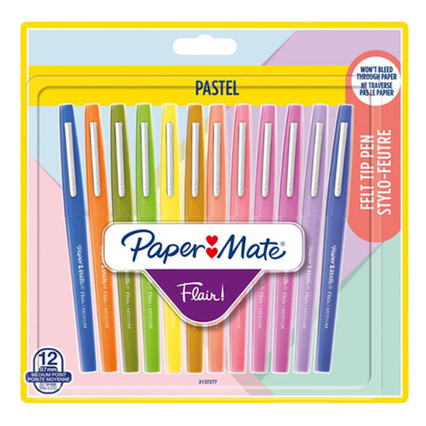 Papermate Flair Pastel feutre à pointe fine (12 pièces) - assorti 237133 - 1