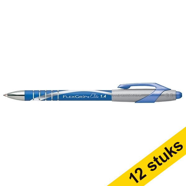 Offre : 12x Papermate Flexgrip Elite stylo à bille (1,4 mm) -  bleu 237125 - 1