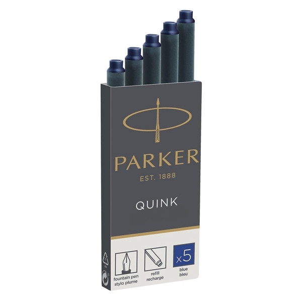 Parker 1950384 Quink recharge d'encre (5 pièces) - bleu 214008 - 1