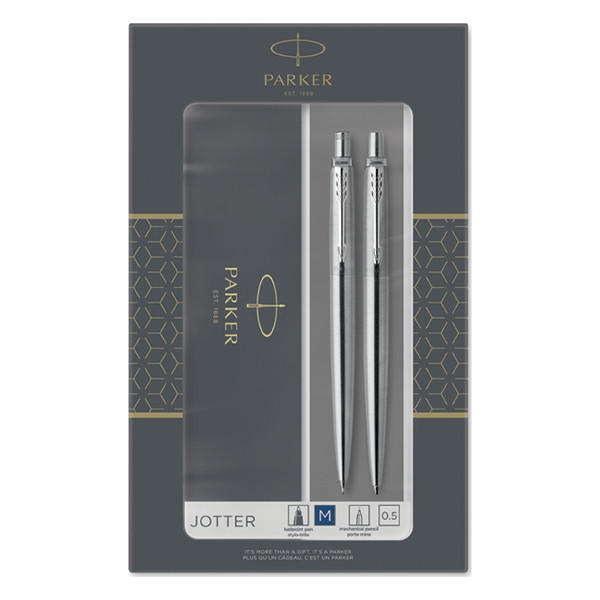 Parker Jotter stylo à bille acier inoxydable et portemine chromé (encre bleue) 214046 - 1