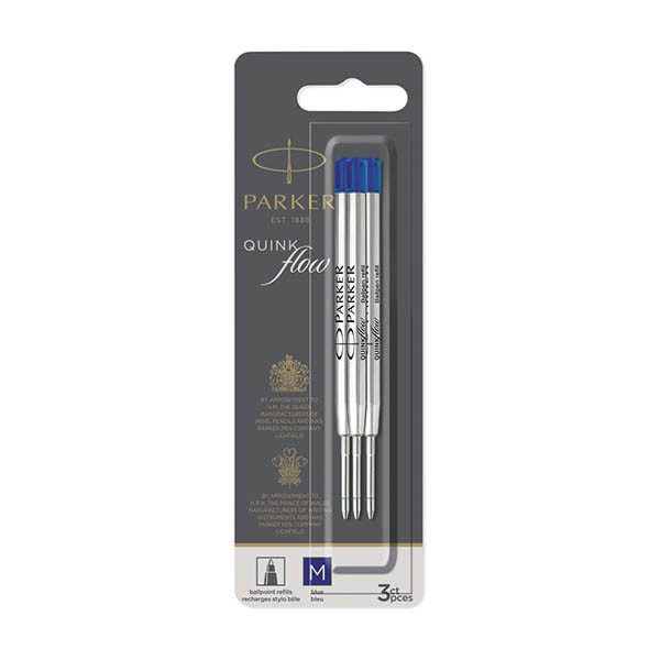 Parker Quinkflow recharge pour stylo à bille - bleu moyen (3 pièces) 424488 - 2