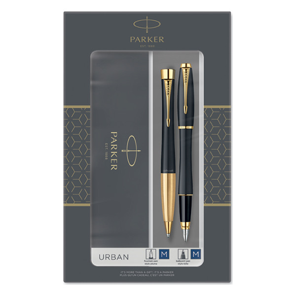 Parker Urban stylo à bille et stylo-plume noir/or (encre bleue) 214052 - 1