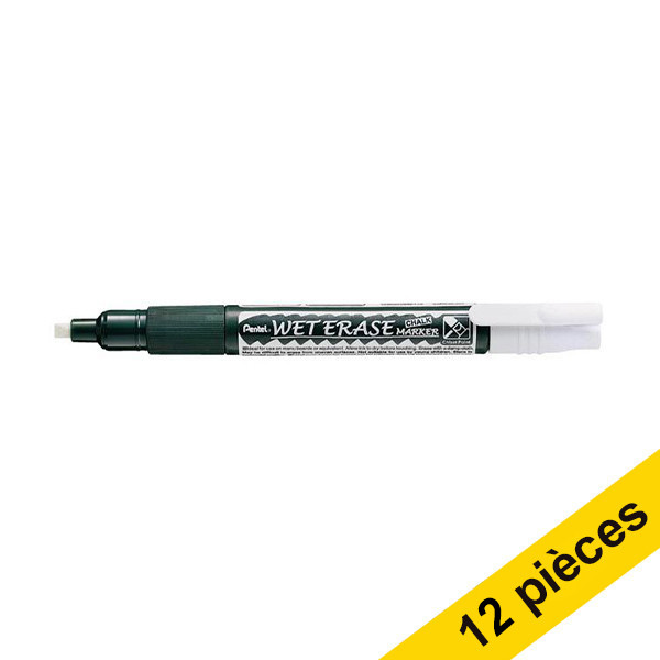 Offre: 12x Pentel SMW26 marqueur craie (1,5 - 4,0 mm biseauté) - blanc 210252 - 1