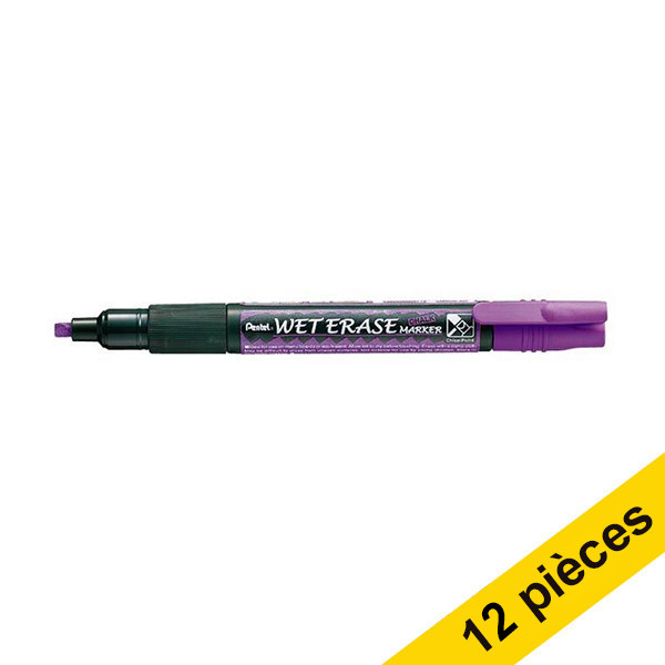 Offre: 12x Pentel SMW26 marqueur craie (1,5 - 4,0 mm biseauté) - violet 210250 - 1