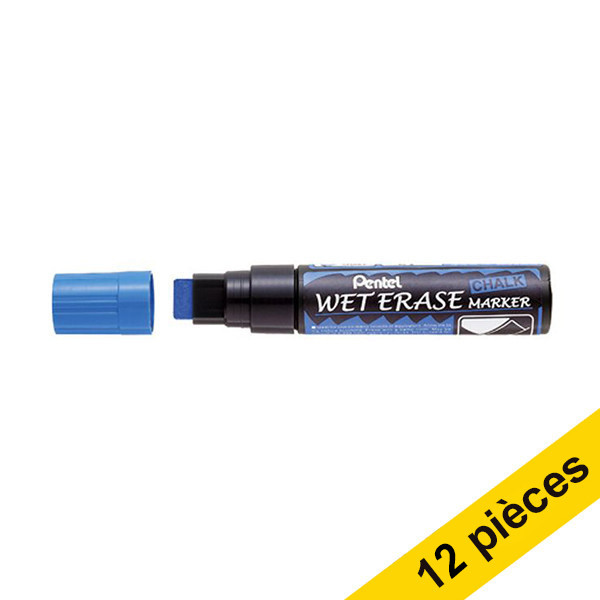 Offre: 12x Pentel SMW56 marqueur craie (8 - 16 mm biseauté) - bleu 210258 - 1